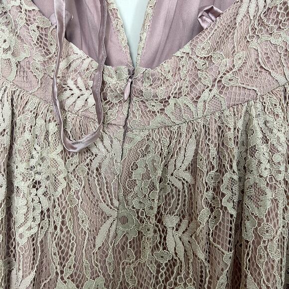 NWT Lulus Stolen Moments Dusty Pink Lace-Up Lace Maxi Dress Women's Sz M - Picture 9 of 11